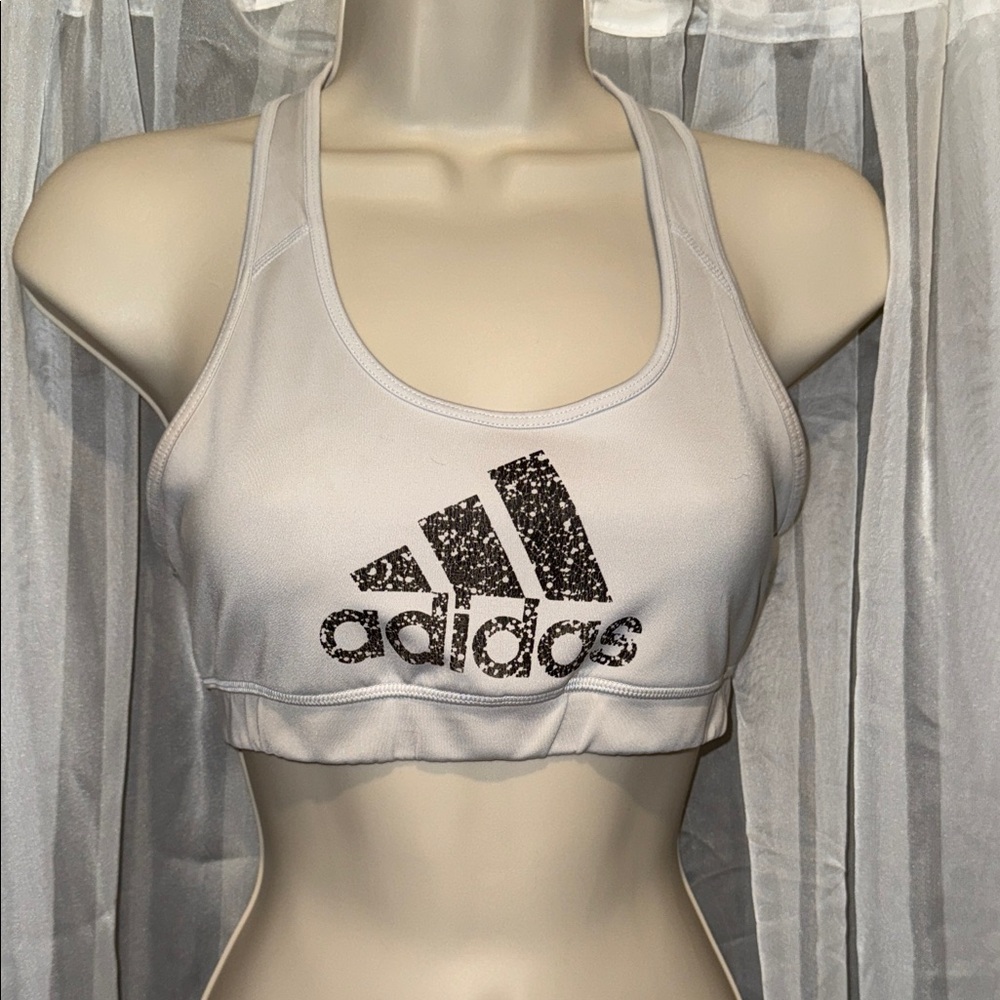 Adidas Gray Sports Bra with Black Logo